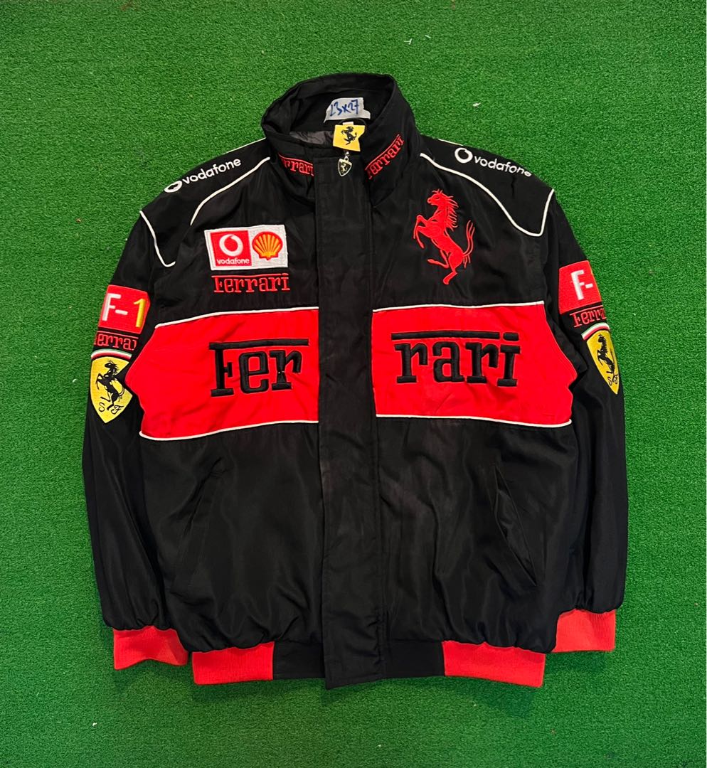Vintage ferrari f1 formula 1 store racing bomber jacket