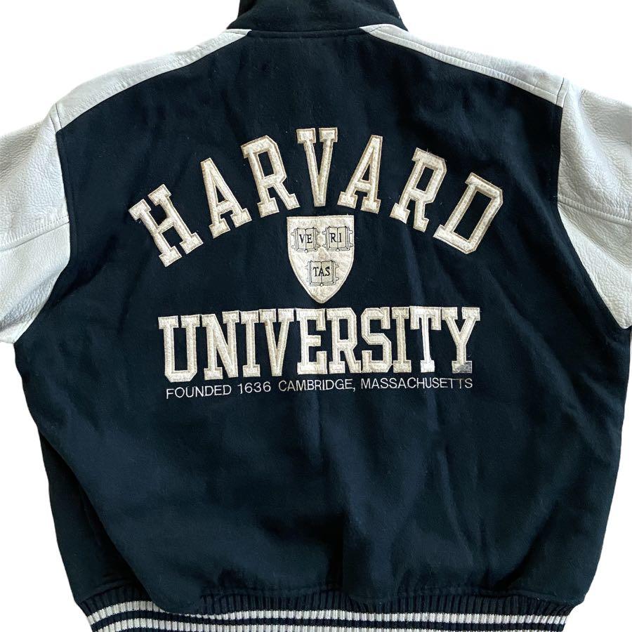 Vintage Harvard Sports Club Varsity Leather Jacket... - Depop
