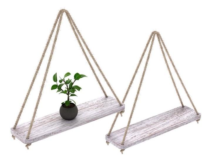 Wall Hanging White Wooden Rustic Shelves Decor Floating with Rope String US (Category: Wall Decor) located in Manila. Submitted by PickClickShip (Listing ID 1162595067, Image 2). Description: Wall Hanging White Wooden Rustic Shelves Decor Floating with Rope String US A unique rustic charm wall floating hanging decor or wall shelves for your living room, bedroom, kitchen or any place in your home to add a bohemian touch to your home. - brand : Com