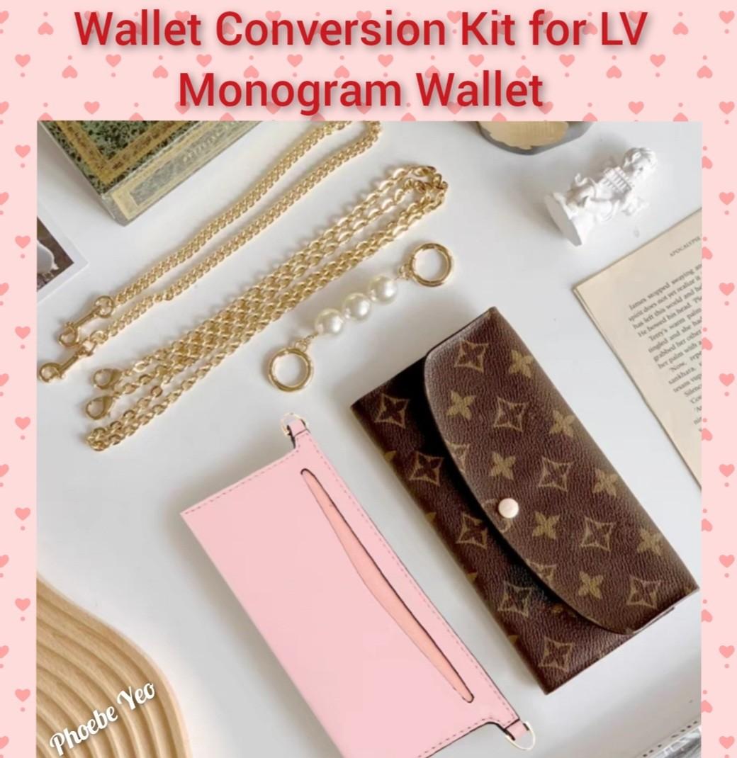 purse insert conversion kit with chain- for LV Wallet Sarah bag, handbag  accesso
