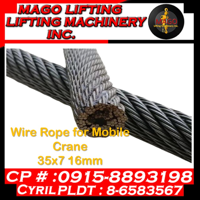 Wire Rope for Mobile Crane 35x7 16mm per meter, Commercial & Industrial
