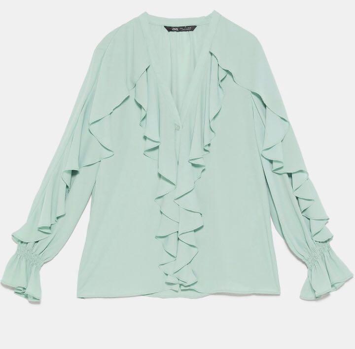 Mint green blouse 2025 zara