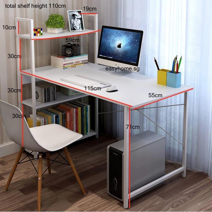 115cm X 55cm HH Computer Study Table -With Bookshelves Laptop Desk ...