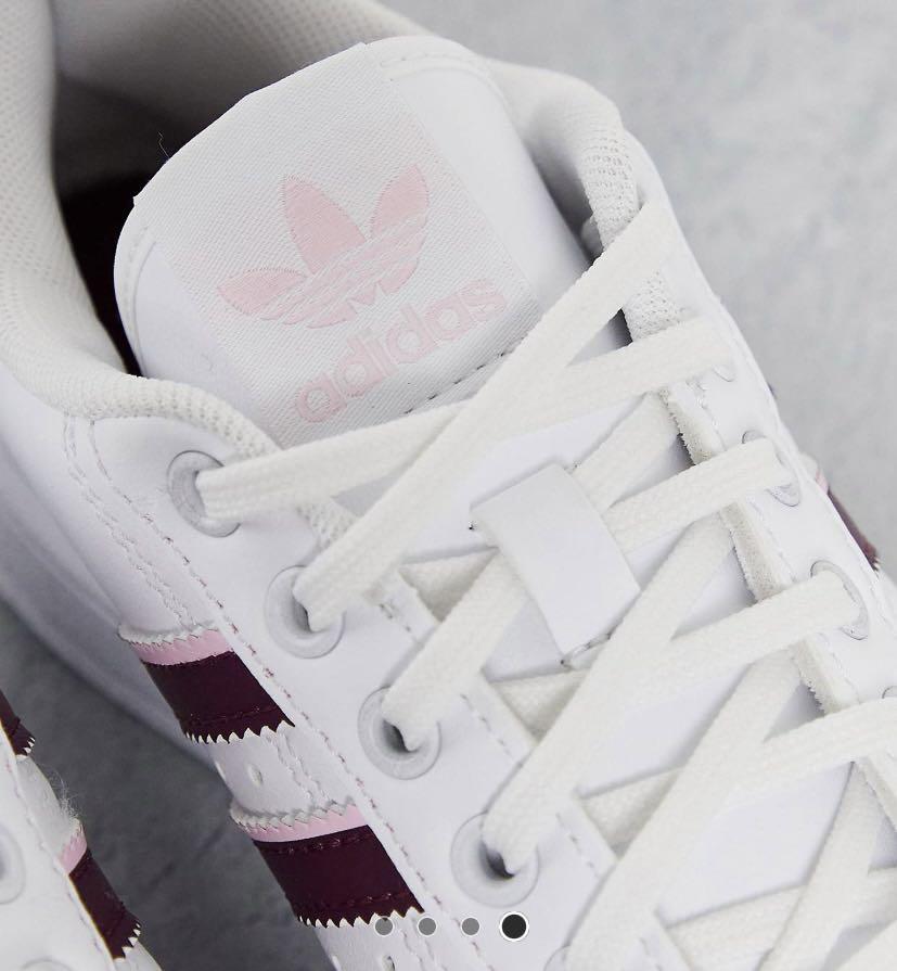 adidas Originals NY 90 trainers in white with pink stripes
