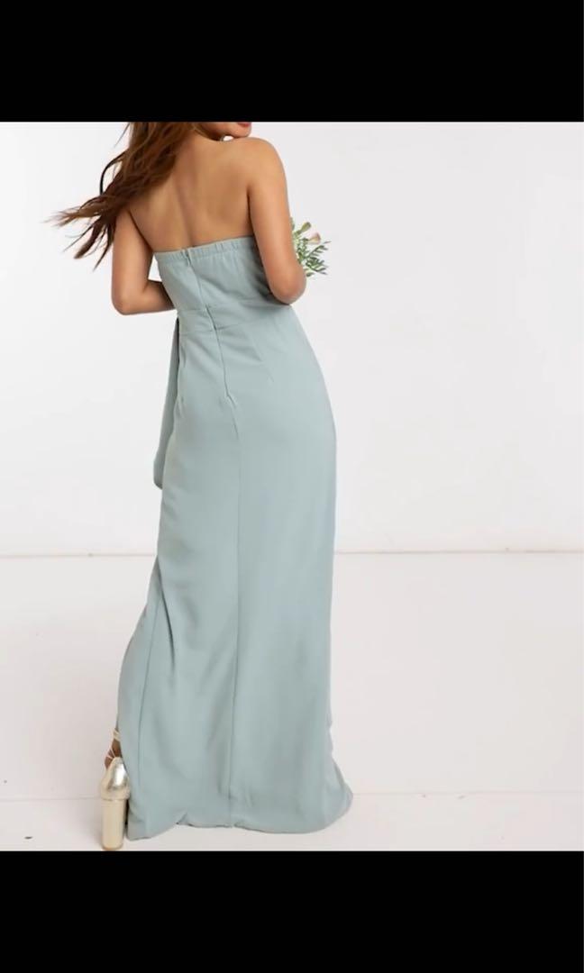Tfnc petite bridesmaid exclusive high neck pleated maxi clearance dress in sage