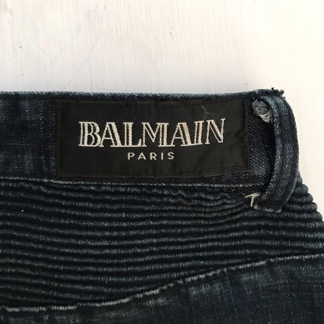 Balmain paris biker jeans, Fesyen Pria 