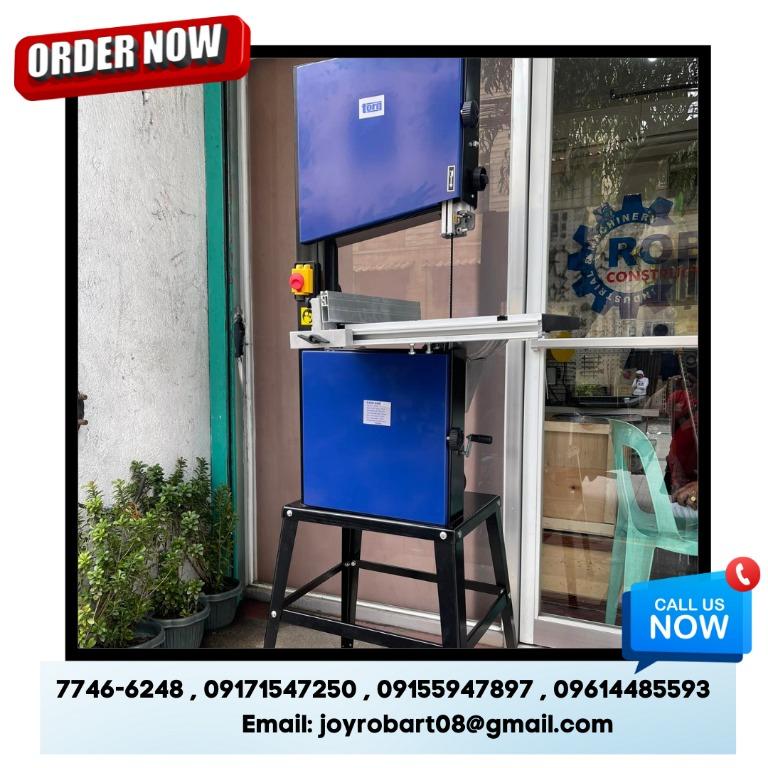 Band Saw Machine (Category: Construction Tools & Equipment) located in Manila. Submitted by bellarobart (Listing ID 1162813788, Image 1). Description: Band Saw Machine Brand: Torq Model: T-BS250 Size: 10" (250mm) Power: 375w / 0.5hp Max Cutting Height: 100mm Max Cutting Width: 245mm Table Size: 335 x 340mm Weight: 38kg Price: 24,200 Model: T-BS315 Size: 12" (300mm) Power: 750w / 1hp Max Cutting Height: 175mm Max Cutting Width: 300mm Table Size: 4