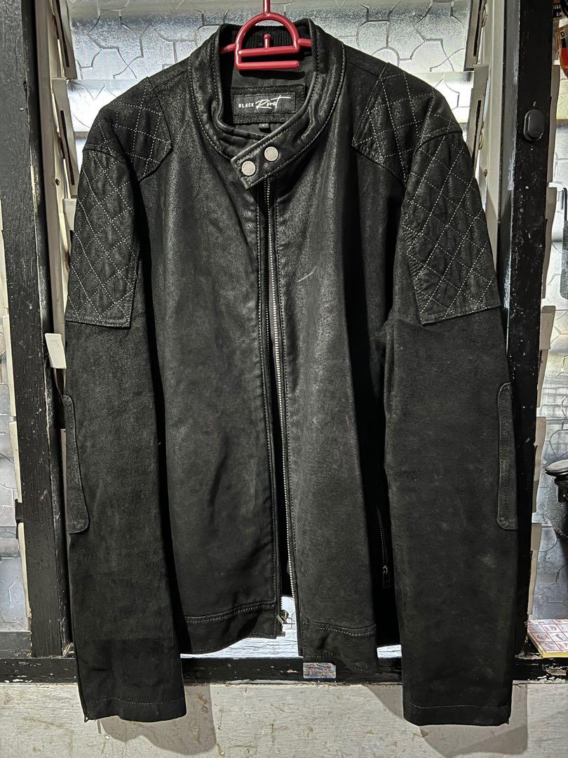 Black rivet store black leather jacket