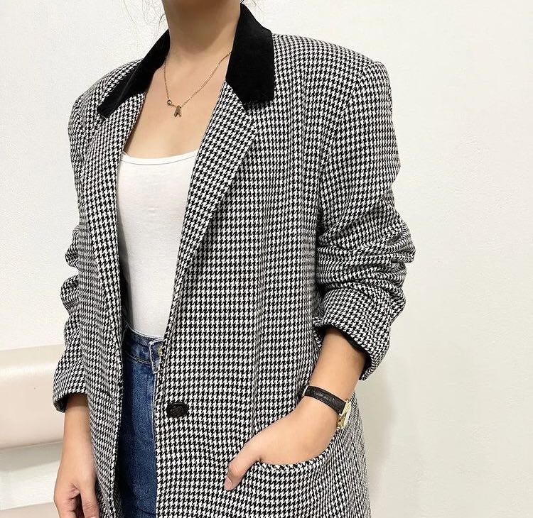 Blazer Houndstooth, Women's Fashion, Coats, Jackets and Outerwear on ...