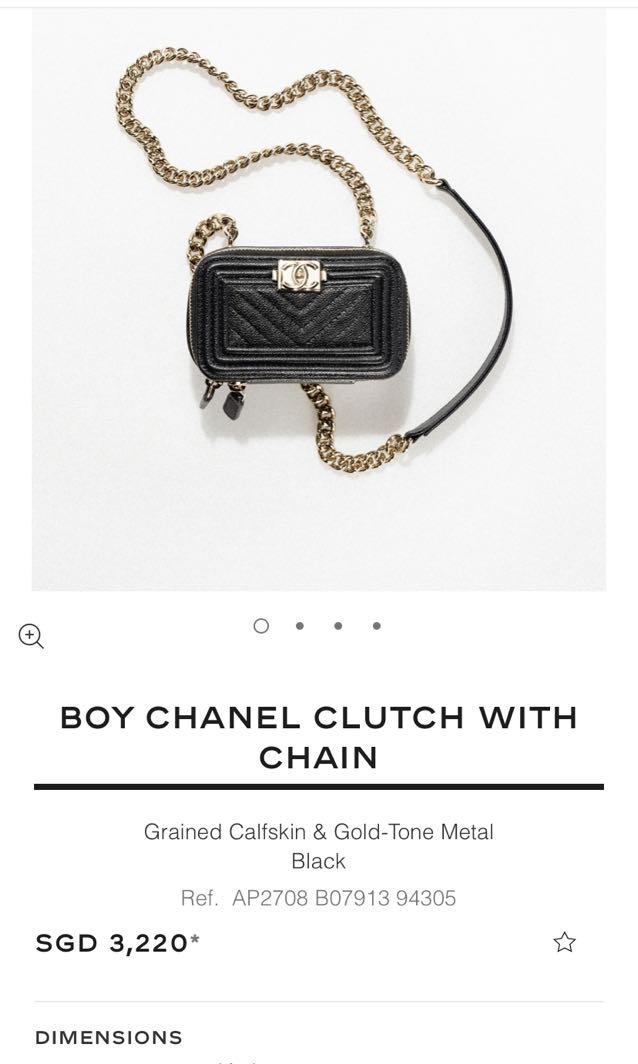 Chanel Boy Clutch With Chain  Womens Fashion Bags  Wallets Purses   Pouches on Carousell