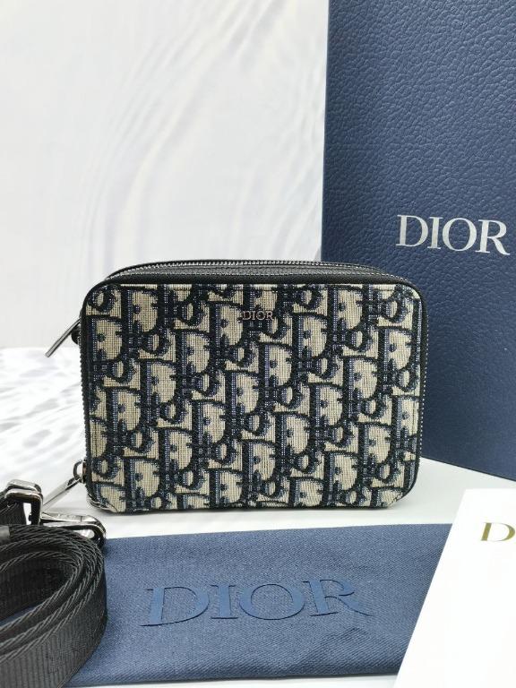 CHRISTIAN DIOR OBLIQUE JACQUARD CANVAS CROSSBODY POUCH BAG Luxury