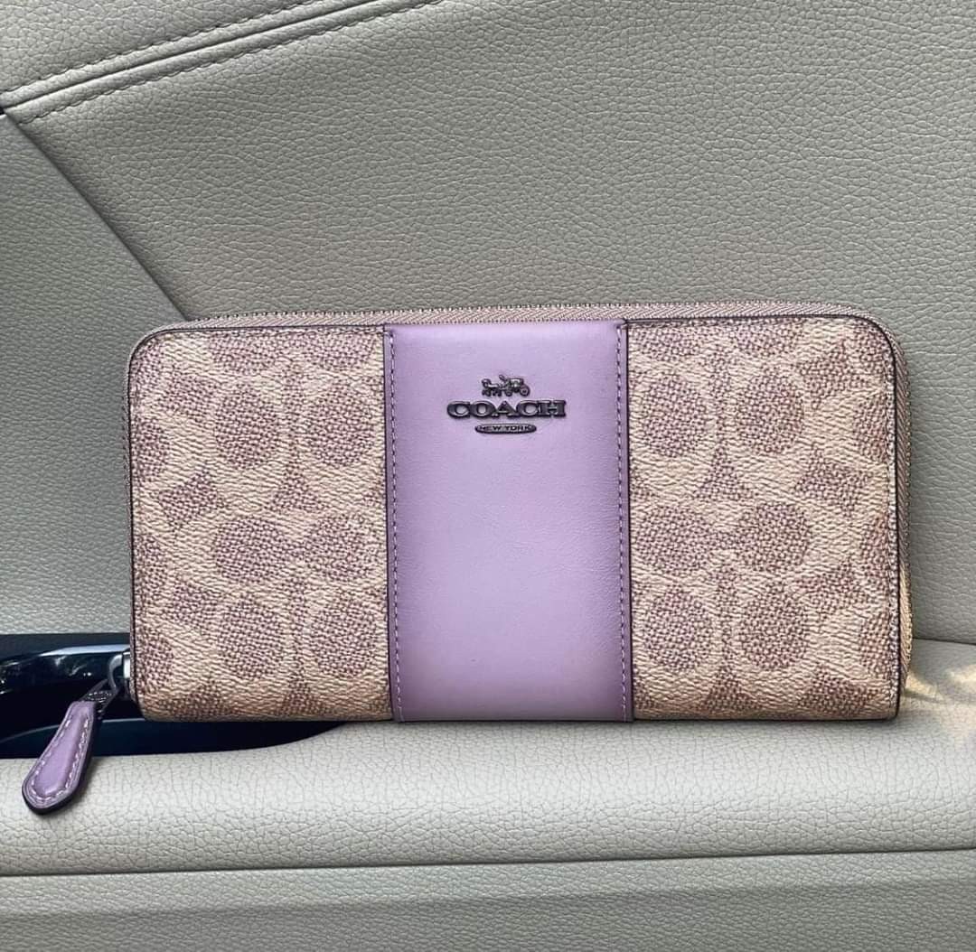 Coach Colorblock Accordion Zip Wallet in Signature Canvas, Women's