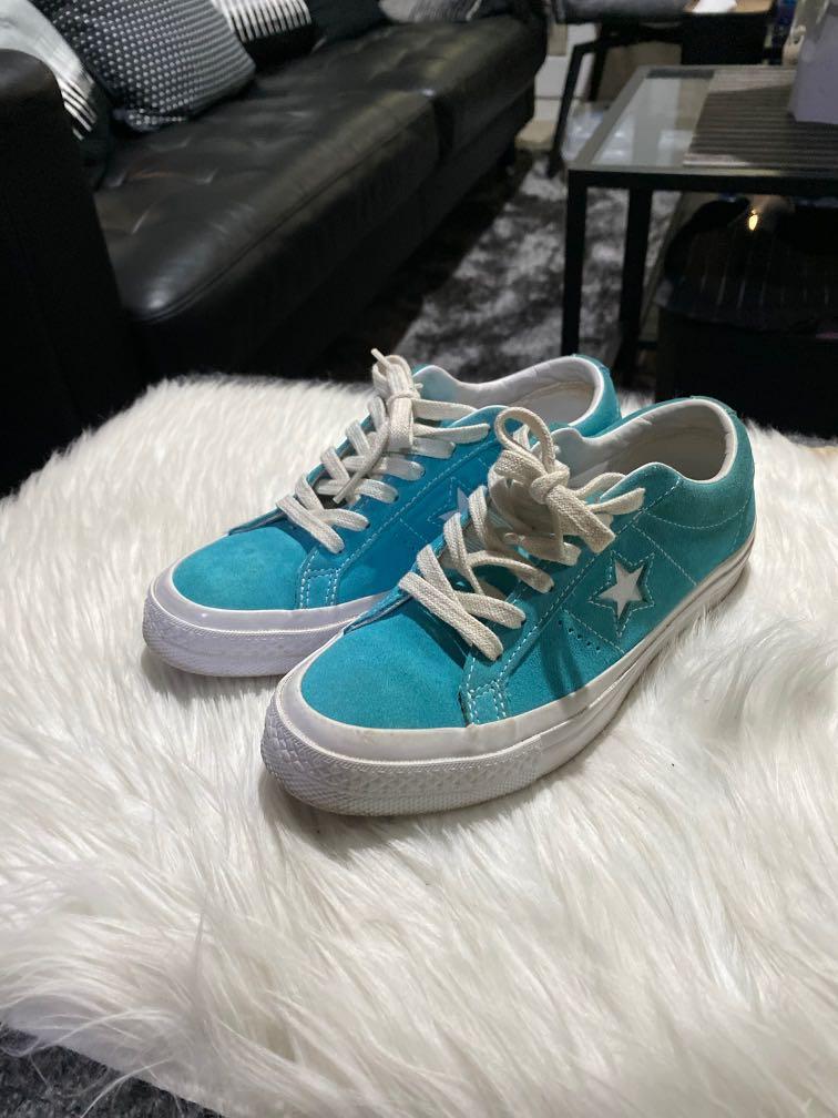Authentic Converse One Star Suede Fresh Cyan White Fesyen Wanita Sepatu di Carousell
