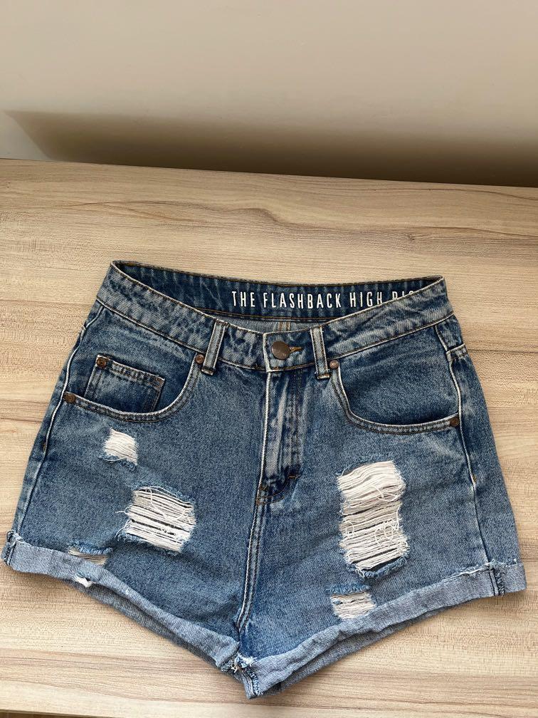 Cotton On High Rise Distressed Shorts 