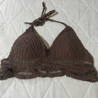crochet  brown bikini cover up