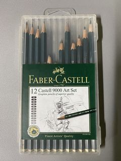 New FABER-CASTELL 9000 Art Set 12 Graphite Pencils in Slimflexi Case