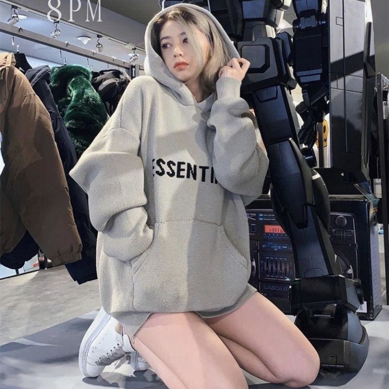 Essentials knit shop hoodie oatmeal