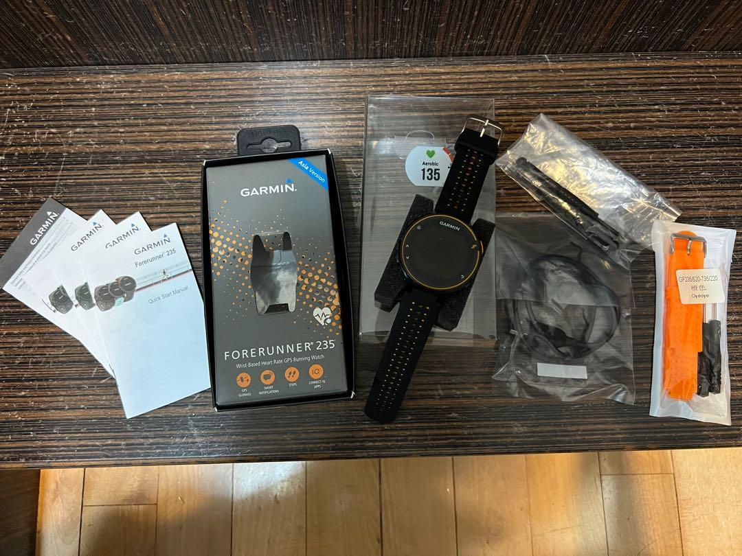 Garmin Forerunner 235 Full Set with brand new watch strap Mobile Phones Gadgets Wearables Smart Watches on Carousell