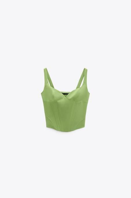 ZARA green bustier corset, Women's Fashion, Tops, Blouses on Carousell