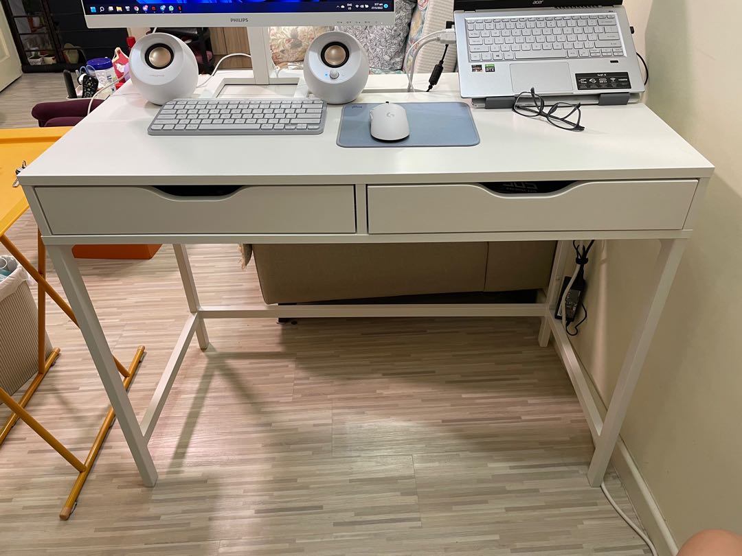 Ikea Alex Desk 100cm x48cm White Furniture Home Living