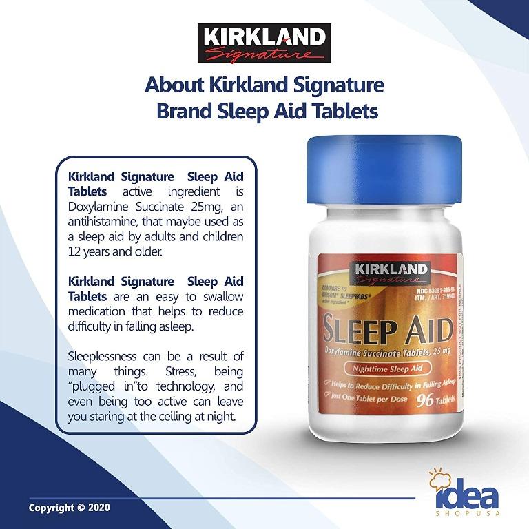 Kirkland Signature Nighttime Sleep Aid (192 tablets), Health & Nutrition,  Health Supplements, Vitamins & Supplements on Carousell