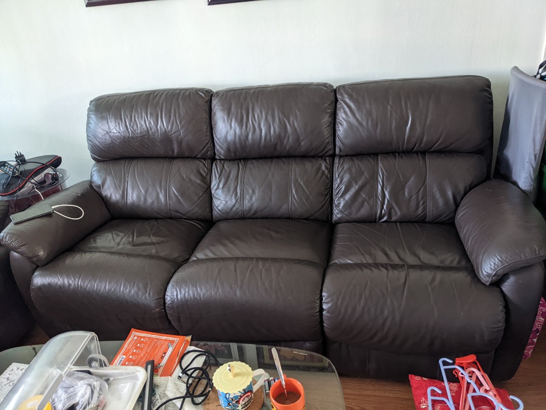 Leather sofa recliners, Furniture & Home Living, Furniture, Sofas on