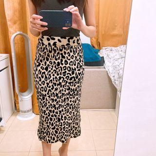 Leopard print bandage MIDI Skirt