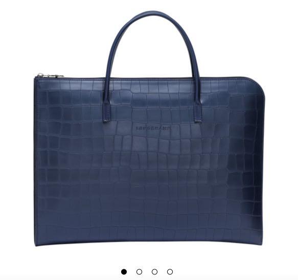 Longchamp laptop bag briefcase Croco block leather Computers Tech Parts Accessories Laptop Bags Sleeves on Carousell