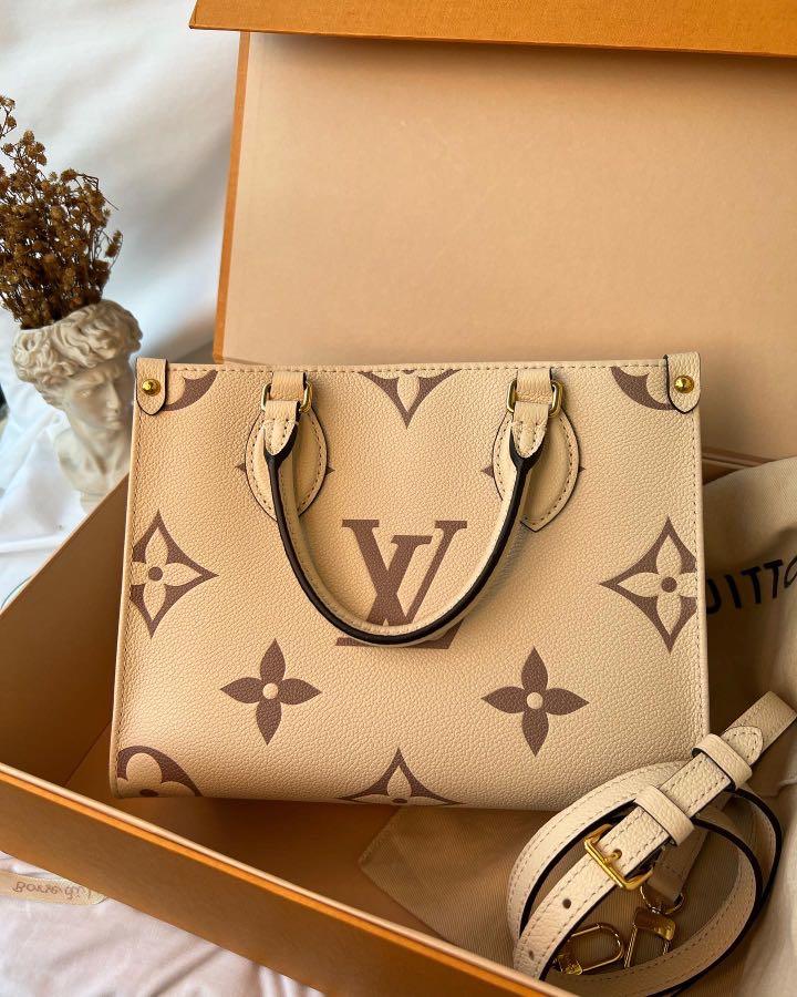 Louis Vuitton onthego pm bicolor cream, Luxury, Bags & Wallets on