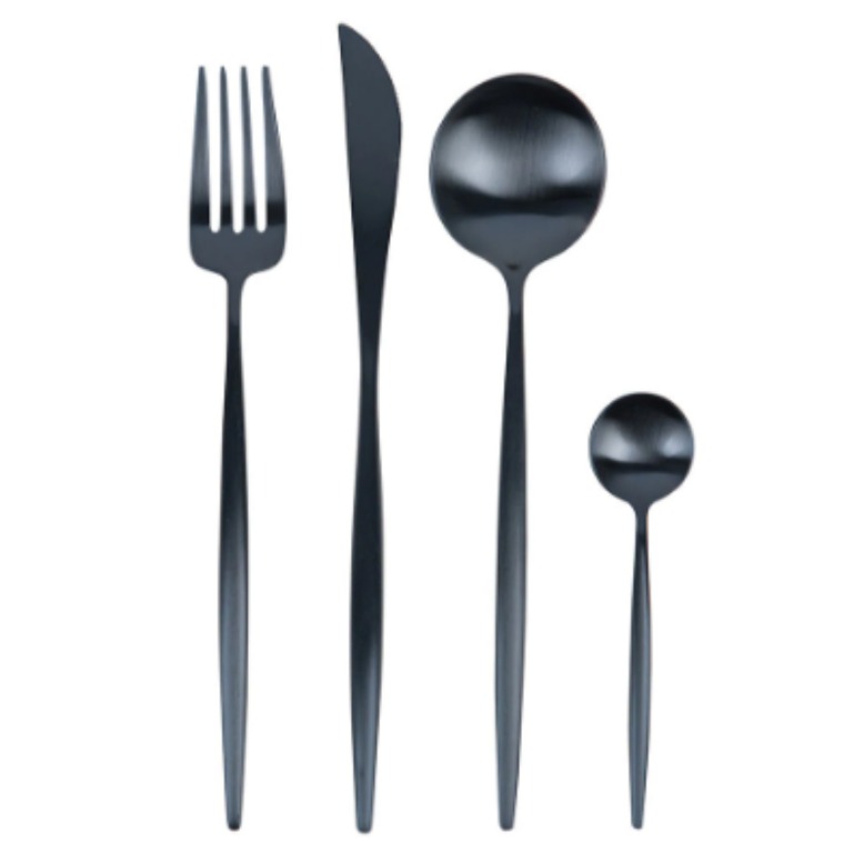 MATTE BLACK CUTLERY SET, Furniture & Home Living, Kitchenware