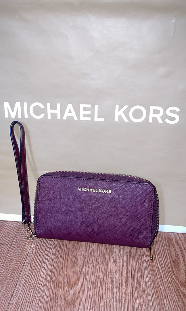 purple michael kors wallet