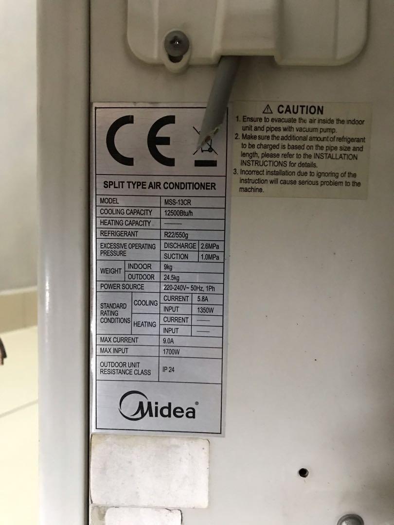 Midea Air Conditioner 1 HP Air Cond Aircond, TV & Home Appliances, Air