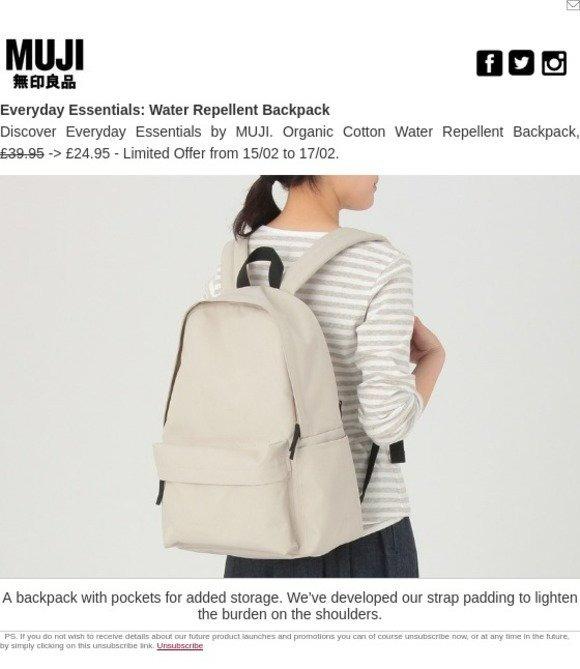 Muji water repellent backpack best sale
