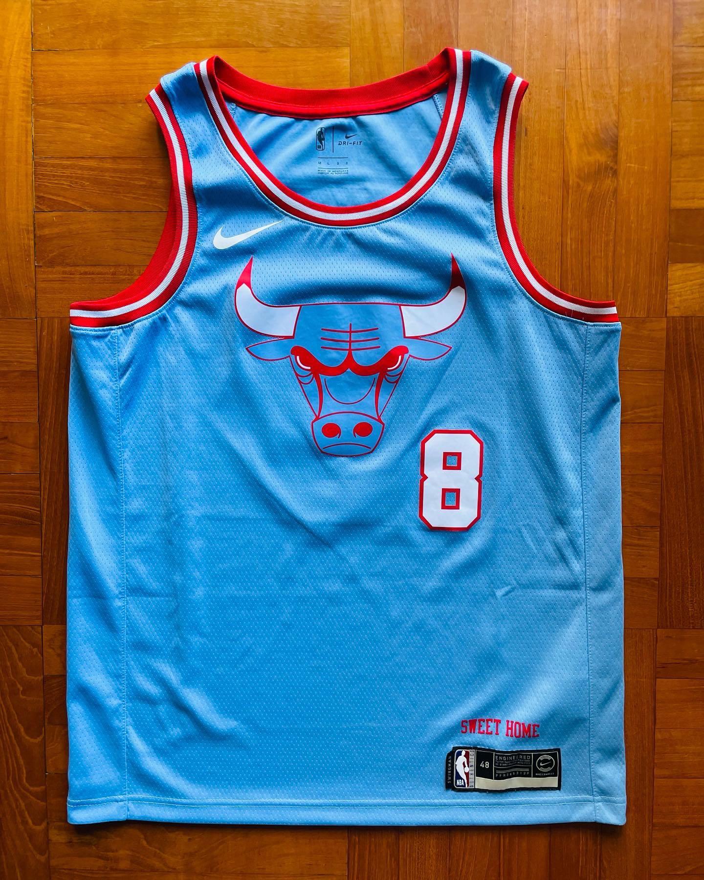 City Edition 2019-2020 Chicago Bulls Light Blue #8 NBA Jersey,Chicago Bulls