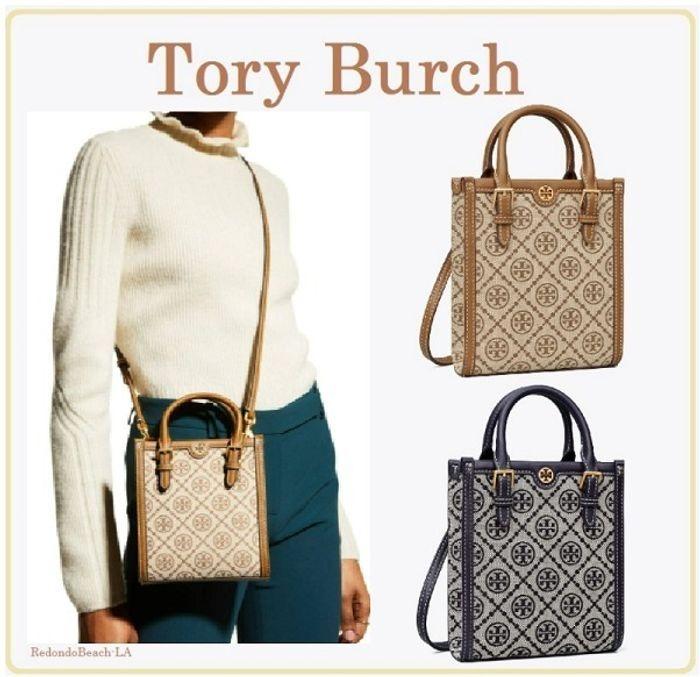 Tory Burch Mini T Monogram Jacquard North-South Tote Bag