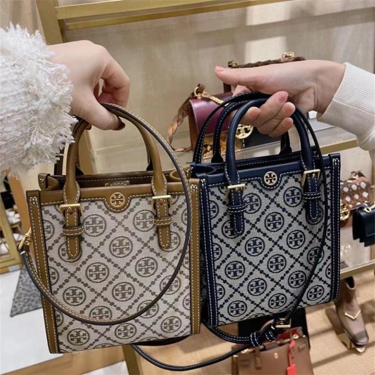 New Tory Burch Original Yellow Navy Blue Collection Mini T