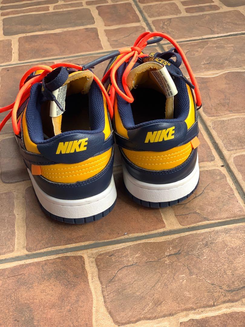 Nike SB Dunk x Off White - Michigan (University Gold Midnihgt Navy), Fesyen  Pria, Sepatu , Sneakers di Carousell