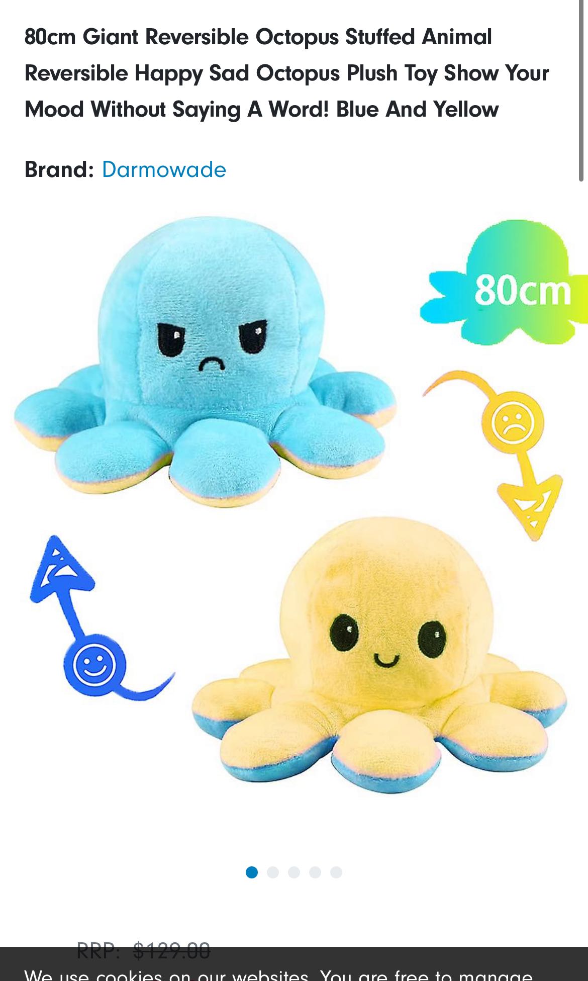 giant squid plush reversible