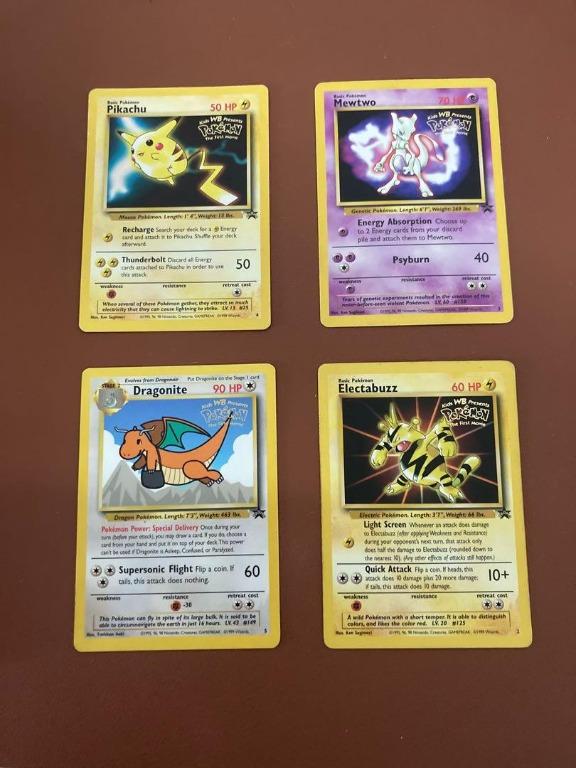 Pm15 Set Of 4 Pokemon Card Wb The First Movie Pikachu Meowto Dragonite And Electabuzz Black Star Promo Hobbies Toys Toys Games On Carousell