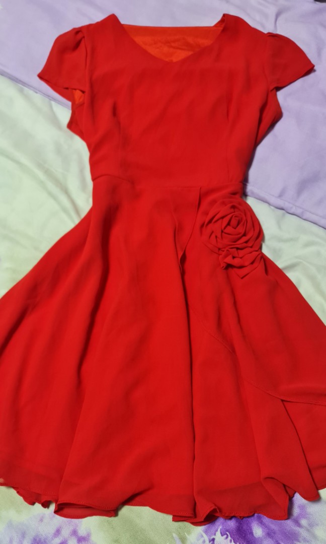 Red Semiformal Dress, Women's Fashion, Dresses & Sets, Dresses on Carousell
