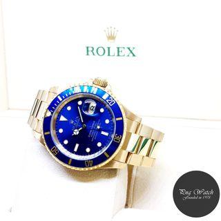 Rolex 40mm Oyster Perpetual 18K Yellow Gold Blue Submariner Date REF: 16618 (A Series)