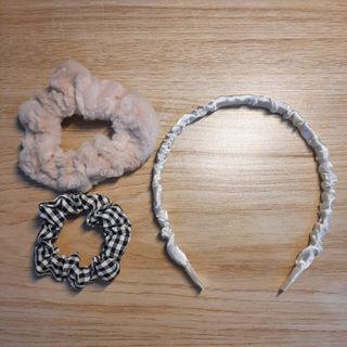 Scrunchie Set lengkap ada headband BLACK N WHITE