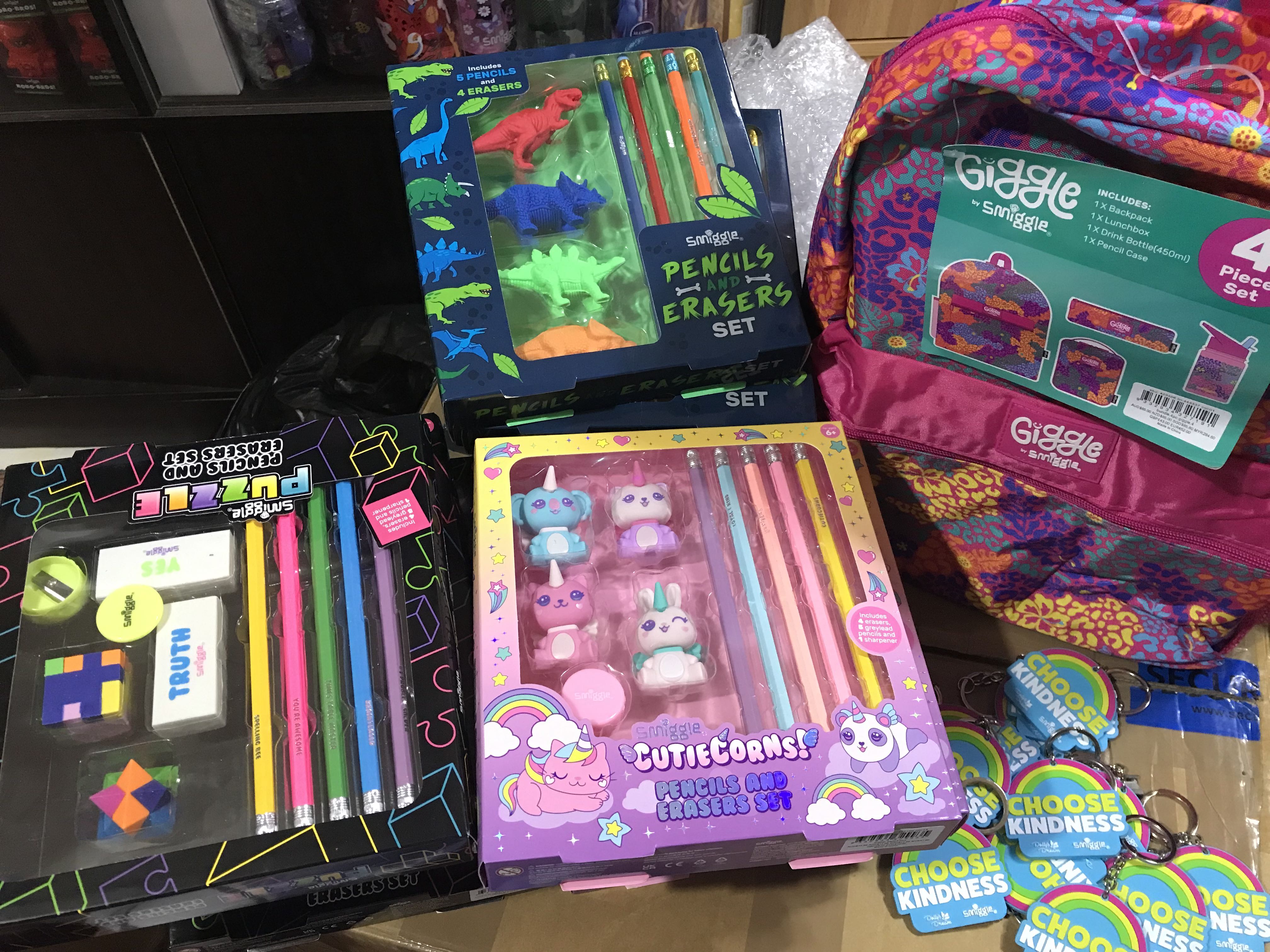 SMIGGLE PENCIL AND ERASER SET, Hobbies & Toys, Stationary & Craft