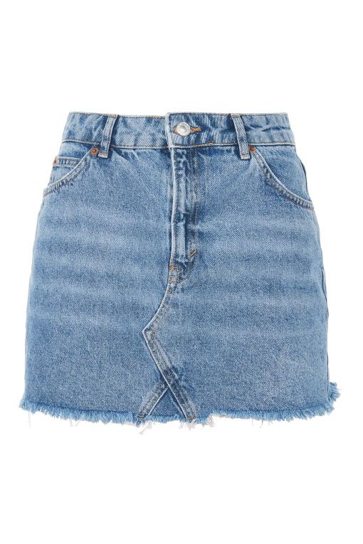 Topshop Petite Frayed Denim Skirt, Women's Fashion, Bottoms - Main Image