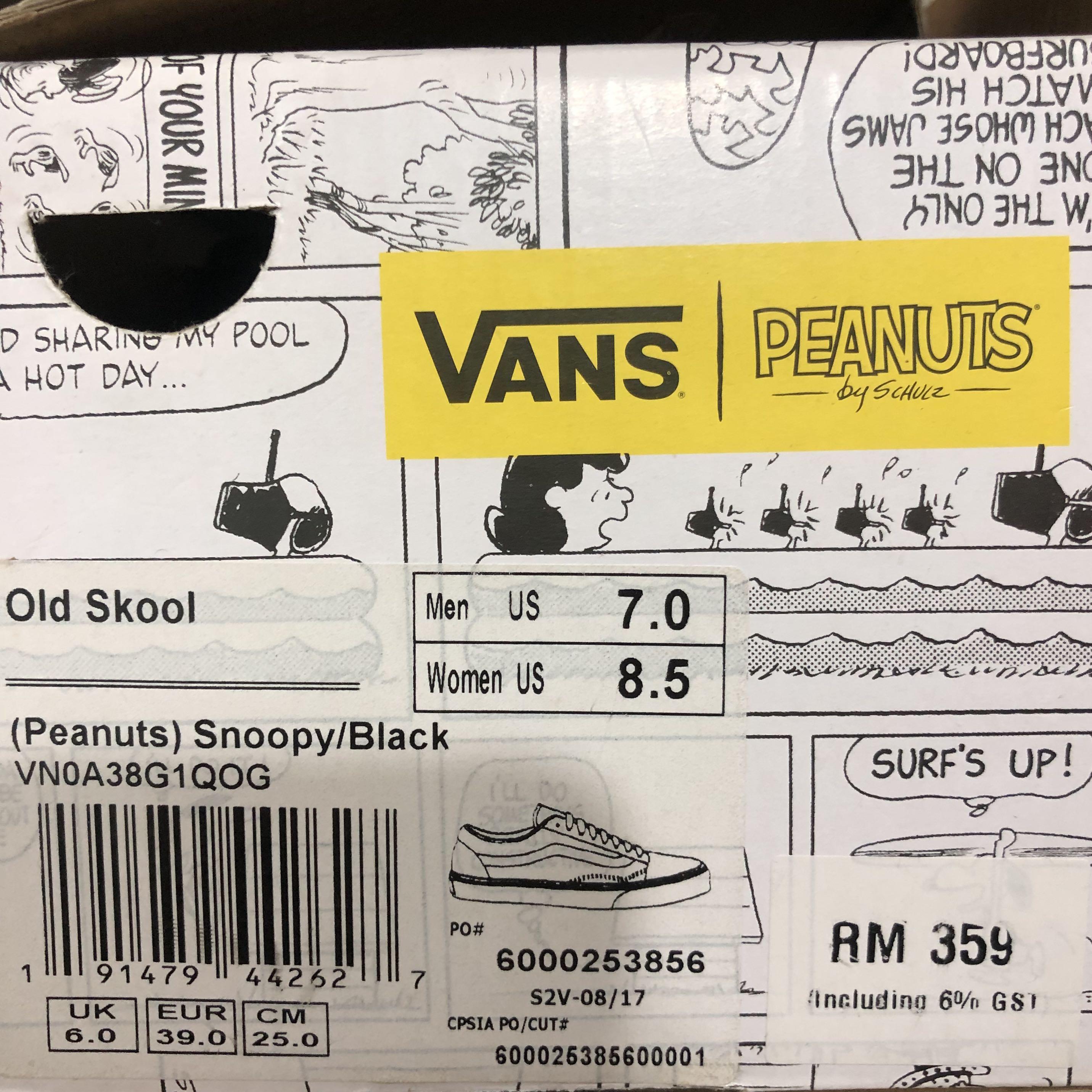 Vans peanuts for men discount