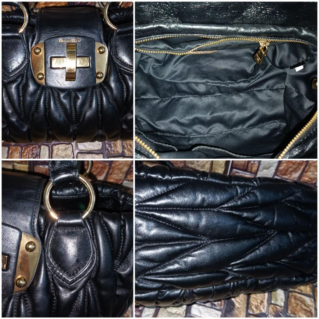 Miu Miu Matelasse Leather Convertible Clutch Shoulder Bag Pink 5BH057