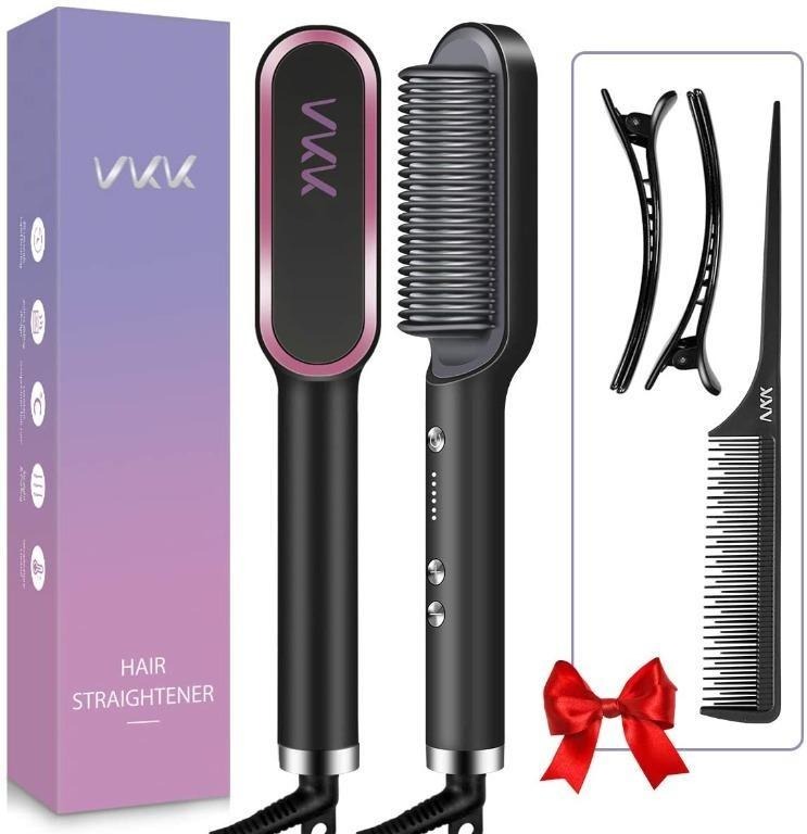 VKK Hair Straightener Brush, 25s Fast Heating Ceramic PTCStop