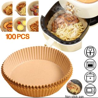 50pcs 20cm Round Air Fryer Parchment Paper Liners, Non-stick Steaming Pads,  Food-grade Baking Oil-absorbing Papers, Circular Cake Tin Liners