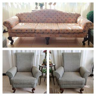 1 Three Seater Sofa and 2 Wing Chairs