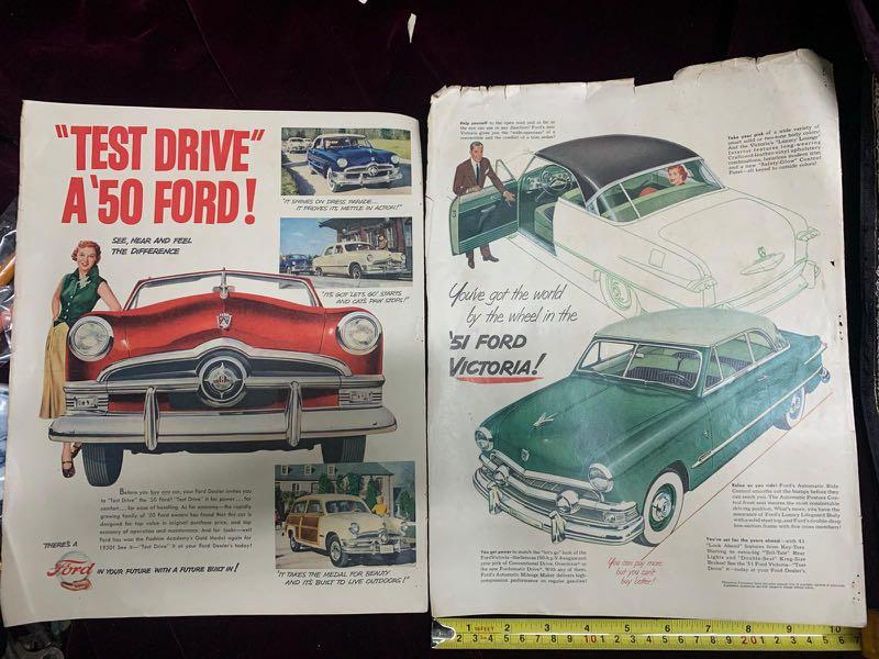 50年代a3大尺寸汽車廣告兩張 興趣及遊戲 收藏品及紀念品 古董收藏 Carousell